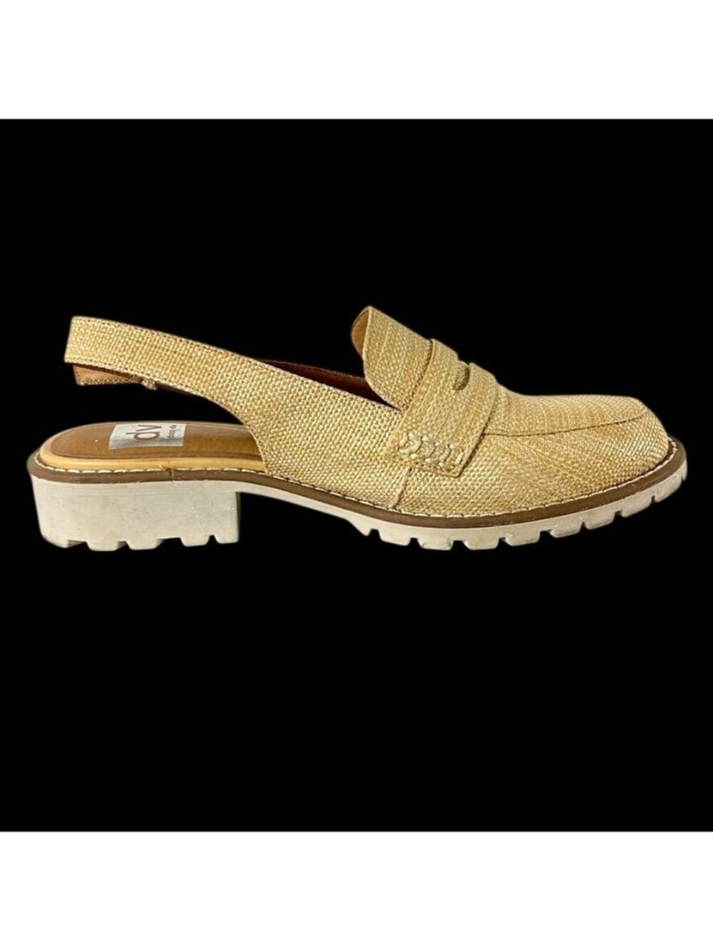 Dolce Vita Hard Natural Raffia Platform Loafers Slingback Woven Shoes 9 Preppy - Picture 4 of 12